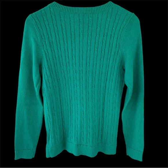 NWT Talbots Women’s Cable-Knit Sweater Green Size MP - Picture 3 of 9